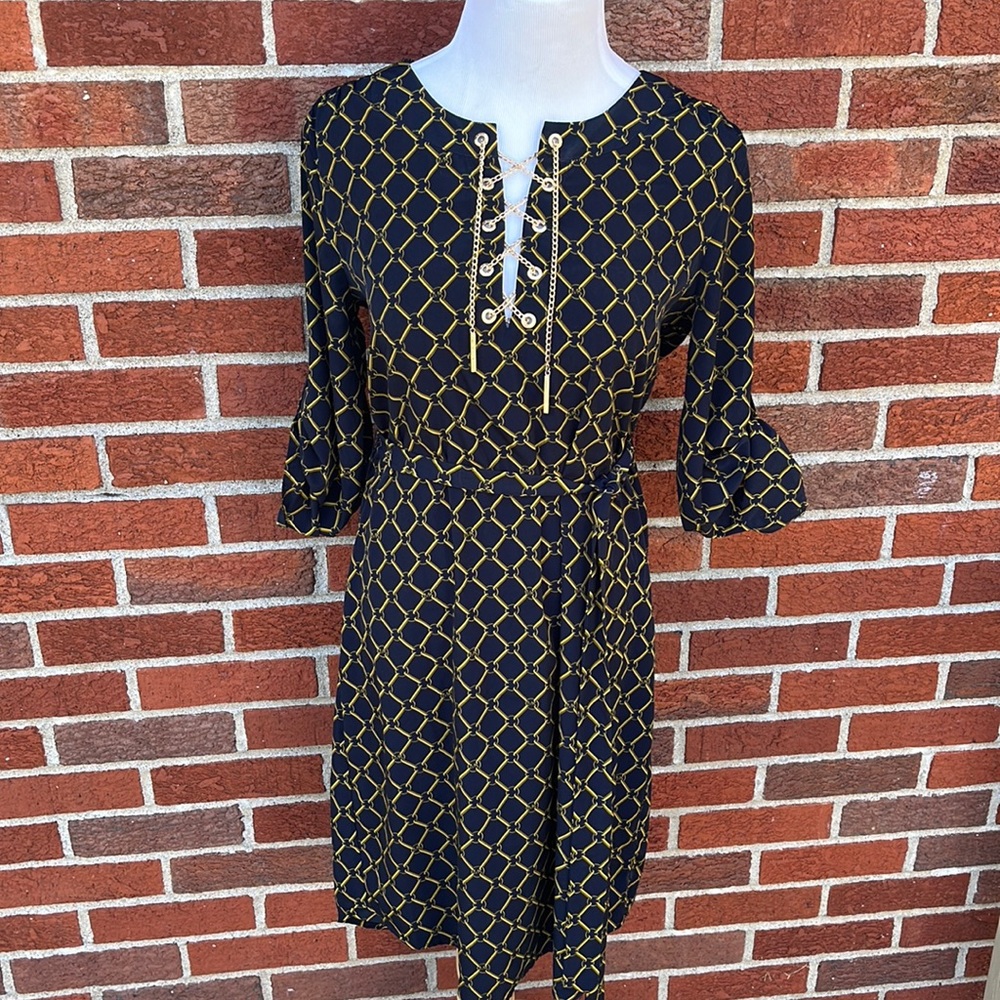 Michael Kors Navy & Gold Chain Dress